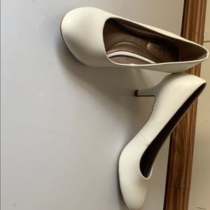 White kitty height heels